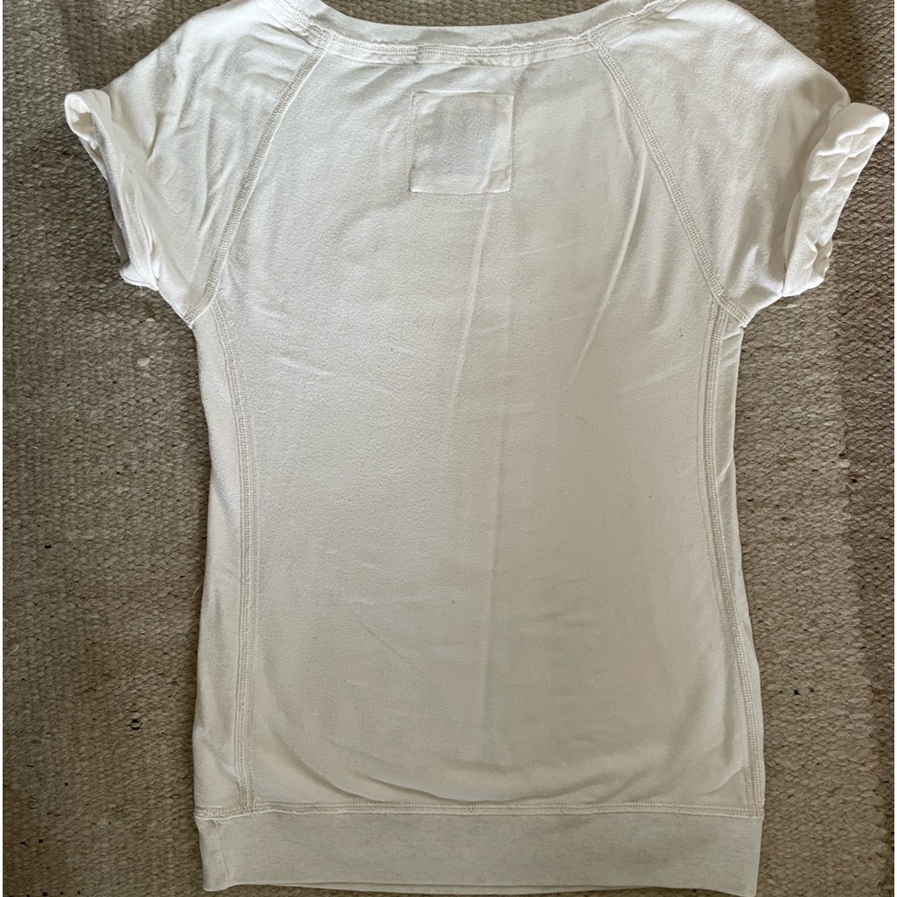 Cream long length short sleeve vintage t shirt